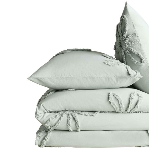M&S Collection Pure Cotton Floral Bedding Set, King, Green