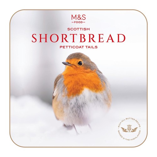 M&S All Butter Shortbread Petticoat Tails Robin Tin 