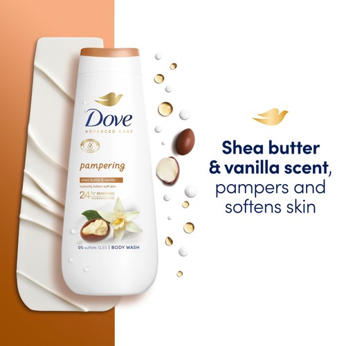 Dove Pampering Advanced Care Body Wash Shower Gel Shea Butter & Vanilla