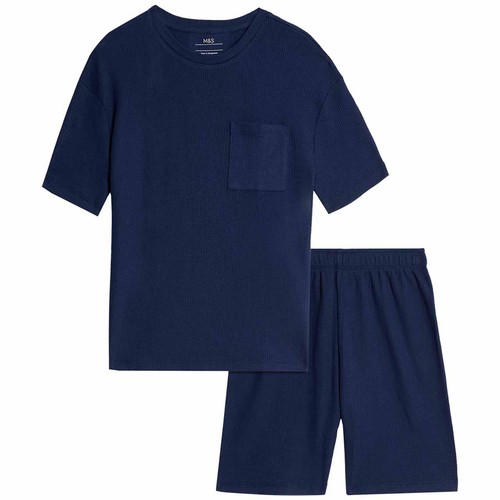 M&S Waffle Shorts, 6-7 Years, Indigo