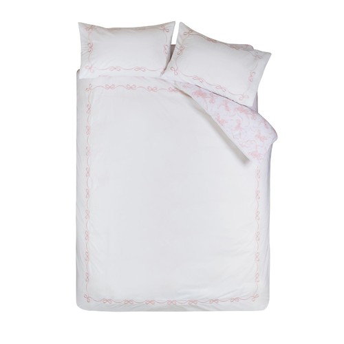 Catherine Lansfield Bow Embroidery Double Duvet Set