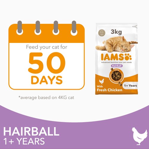 IAMS 1+ Years Hairball Dry Cat Food Chicken