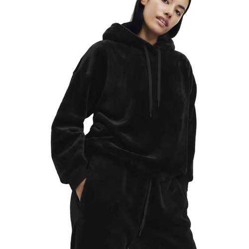 M&S Womens Fur Fleece Lounge Hoodie, M, Black