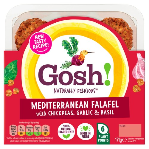 Gosh! Mediterranean Falafel made with chunky chickpeas onion spices & herbs