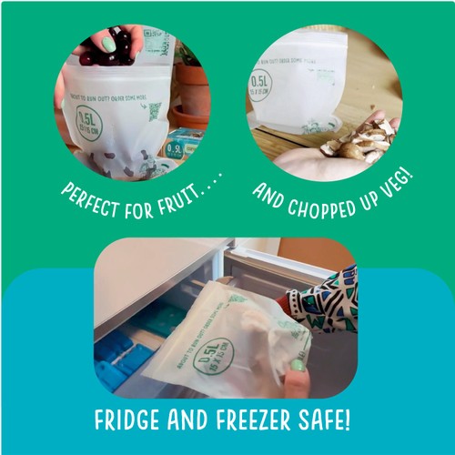 Eco Green Living Certified Compostable Small 0.5L Resealable Ziplock Bags