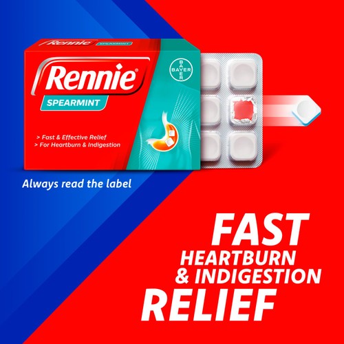 Rennie Spearmint Heartburn & Indigestion Relief Tablets