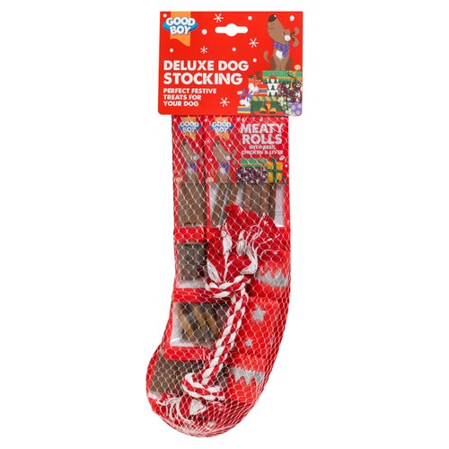 Good Boy Christmas Dog Stocking With 5 Treats & 2 Toys