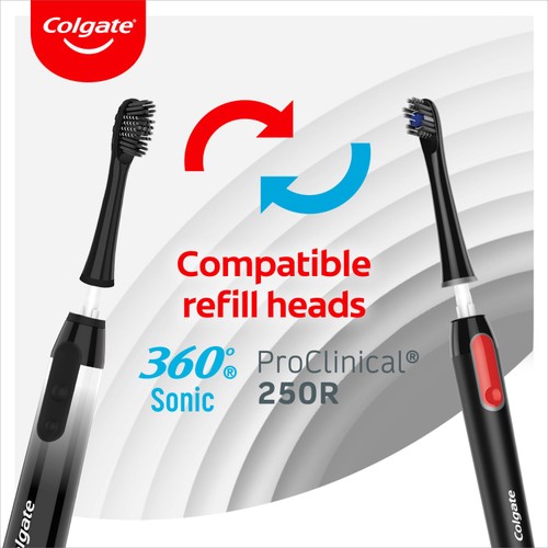 Colgate 360 Sonic Battery Toothbrush Heads Refills Charcoal Soft