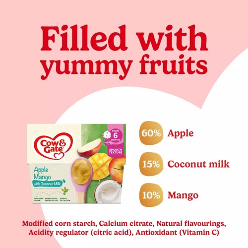 Cow & Gate Apple, Mango with Coconut Milk Baby Food Pot 6+ Months