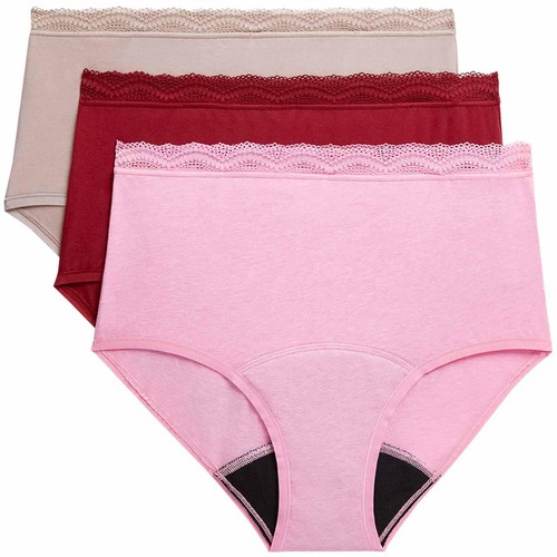 M&S Womens Heavy Absorbency Period Full Briefs, 8, Dark Cranberry