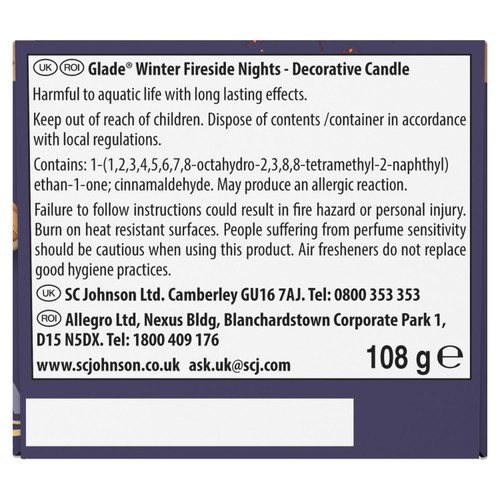 Glade Festive Candle Winter Fireside Nights 
