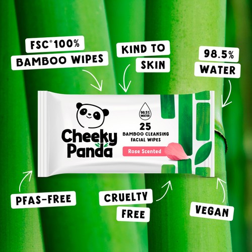 The Cheeky Panda Bamboo Facial Cleansing Wipes Rose Scented