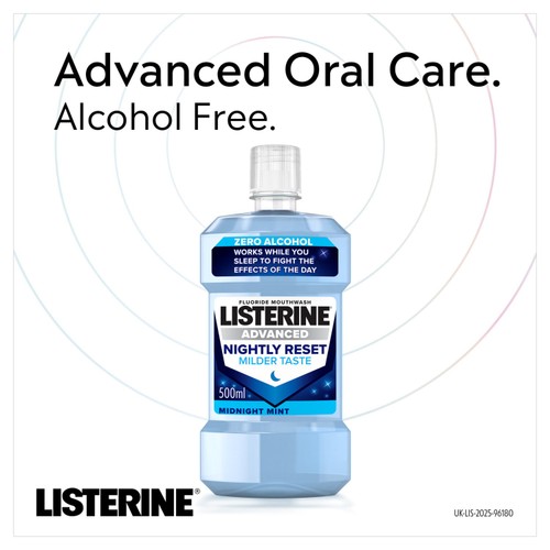 Listerine Advanced Nightly Reset Milder Taste Alcohol Free Mouthwash