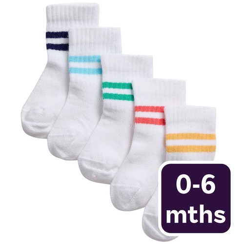 M&S Girls Cotton Baby Socks, 0-6 Months, White