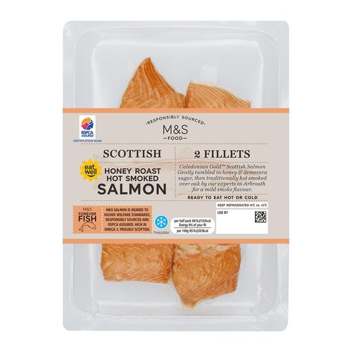 M&S 2 Scottish Honey Roast Hot Smoked Salmon