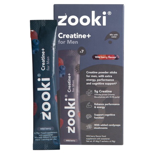 Zooki Creatine+ For Men, Powder Sachets, Wild Berry Flavour