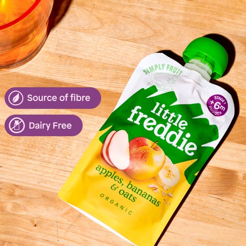 Little Freddie Organic Apples, Bananas & Oats Baby Food Pouch 6+ M