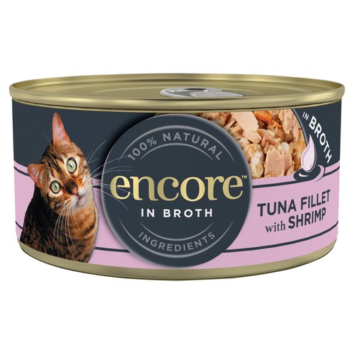Encore Natural Wet Cat Food Tin Tuna Fillet with Shrimp in Broth