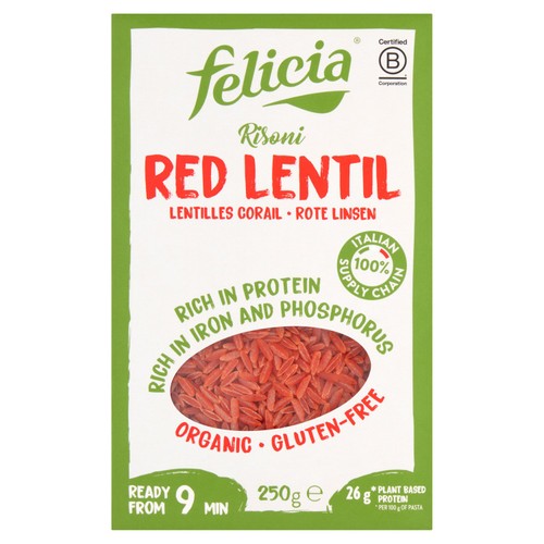 Felicia Gluten Free Organic Red Lentil Orzo Protein Pasta