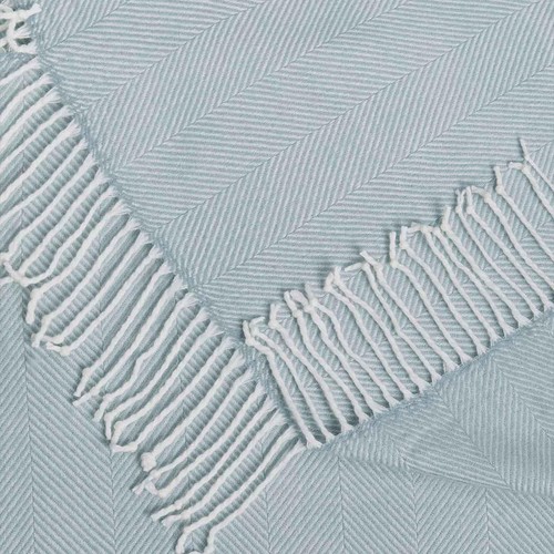 M&S Herringbone Throw, Light Blue