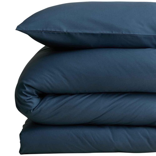 M&S Cotton Rich Bedding Set, King Size Navy
