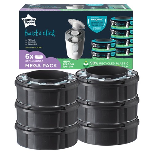 Tommee Tippee Twist & Click Nappy Bin Refill Casettes, Multipack