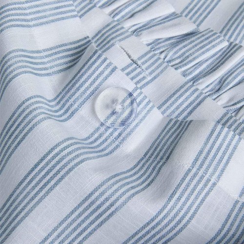 M&S Pure Cotton Striped Ruffle Bedding Set, Double, Blue Mix