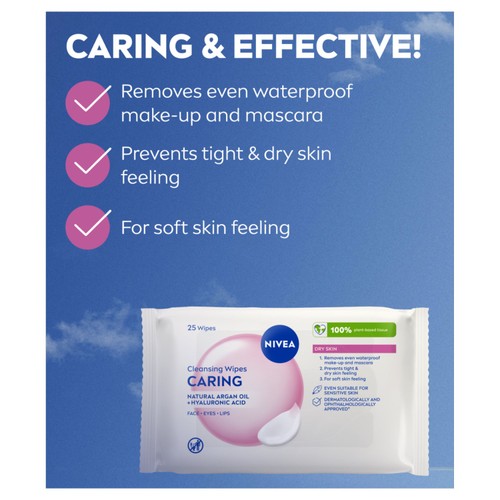 NIVEA Biodegradable Cleansing Face Wipes for Dry Skin 