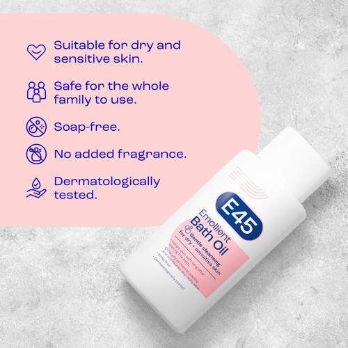 E45 Emollient Bath Oil Wash for Dry & Sensitive Skin 