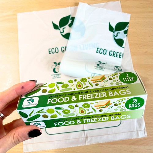Eco Green Living Certified Compostable 2L Freezer Bags for Food Storage