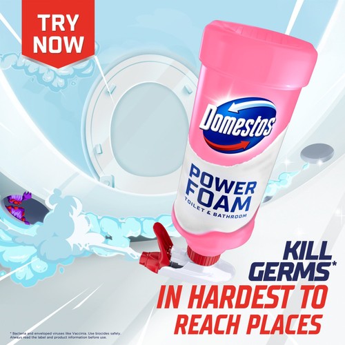 Domestos Power Foam Toilet & Bathroom Cleaner Spray Floral Burst