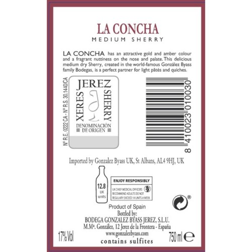 La Concha Medium Sherry Gonzalez Byass
