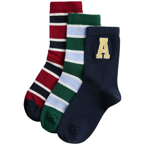 M&S Boys Cotton Rich Ankle Socks, 12.5-3.5 Large, Blue Mix