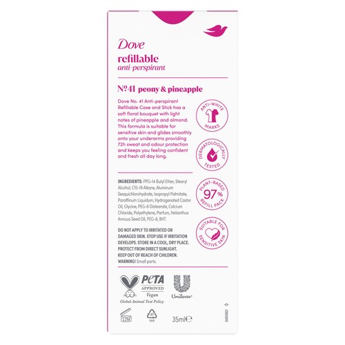 Dove No41 Peony & Pineapple 72h Antiperspirant Deodorant Refillable Kit