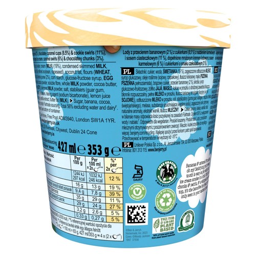 Ben & Jerry's Sundae Oh My! Banoffee Pie! Ice Cream Tub Dessert