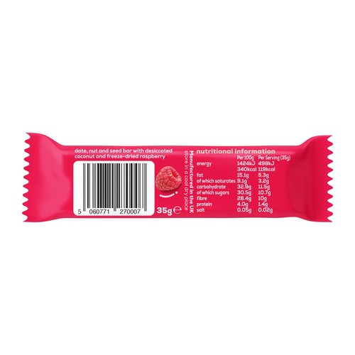The Gut Stuff Raspberry & Coconut Fruit & Nut High Fibre Box of Bars 