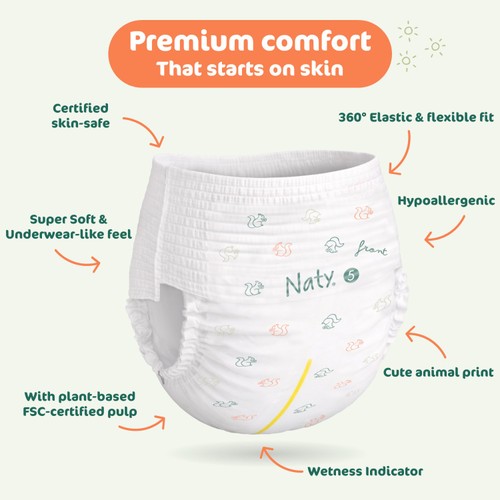 Naty FreeMovers Nappy Pull on Pants Size 5 (12-18kg)