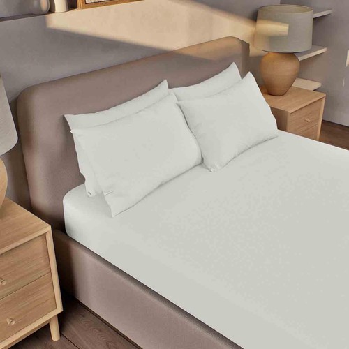 M&S Pure Brushed Cotton Deep Fitted Sheet, Double, White