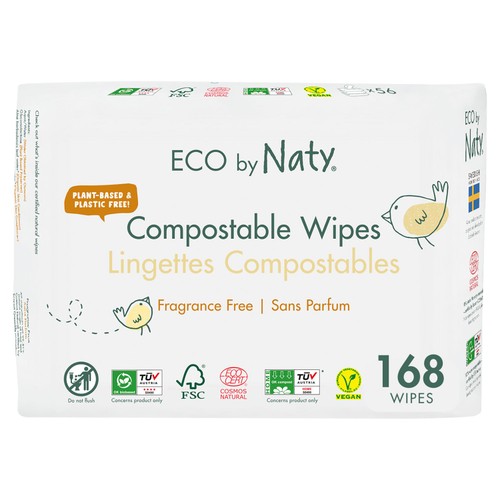Naty Compostable Wipes Unscented Triple Pack