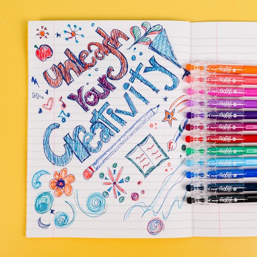 Pilot FriXion Ball Stick Medium Line Colour Pens 6pk Wallet - Assorted