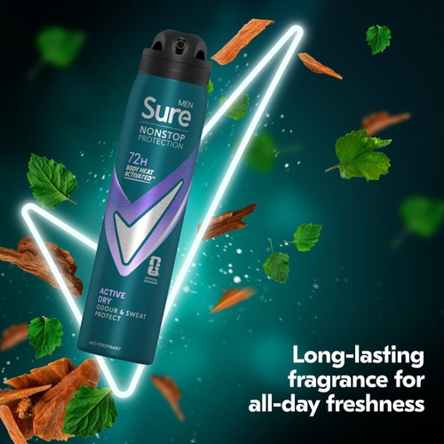 Sure Men Active Dry Deo – 72h Schutz, 150 Ml Aerosol, MotionSense