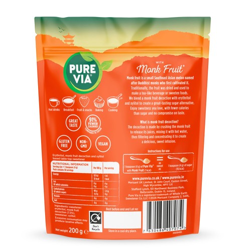 Pure Via Monk Fruit Granulated Sweetener