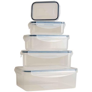 Set of 5 Kitchen Storage Tubs, Black