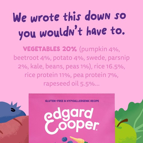 Edgard & Cooper Fresh Dog Dry Food Plant Based Adult Beetroot & Pumpkin -  Ocado