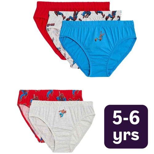 M&S Pure Cotton Spider-Man Briefs, 5-6 Years, Multi
