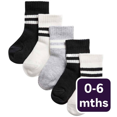 M&S Unisex Cotton Baby Socks, 0-6 Months, Black
