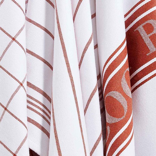 M&S Cotton Rich Striped Tea Towels, Terracotta