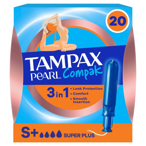 Tampax Compak Pearl Tampons Super Plus 20 Count