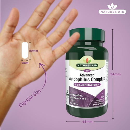 Natures Aid Advanced Acidophilus Complex Supplement Capsules 