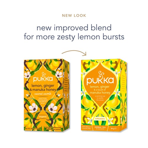Pukka Organic Lemon, Ginger&Manuka Honey Tea x20 Compostable Herbal TeaBags